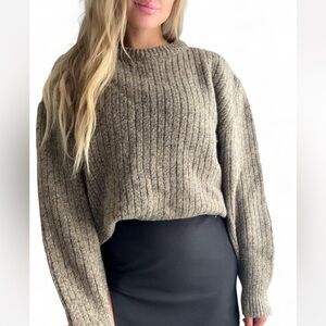 Vintage American Eagle Wool Blend Chunky Knit Sweater Brown XL made in the USA